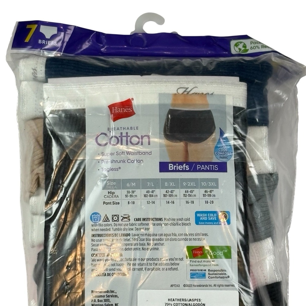 Hanes Womens L Cotton Briefs Underwear 7 Pack Soft Everyday Comfort New - Picture 3 of 7